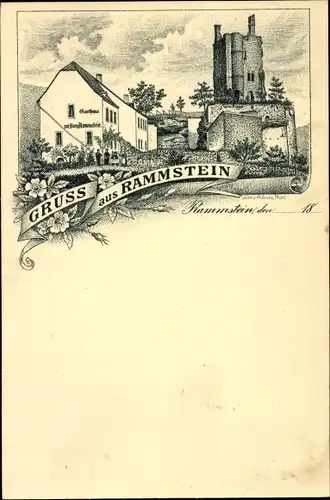 Litho Kordel Eifel, Rammstein, Gasthaus zur Burg