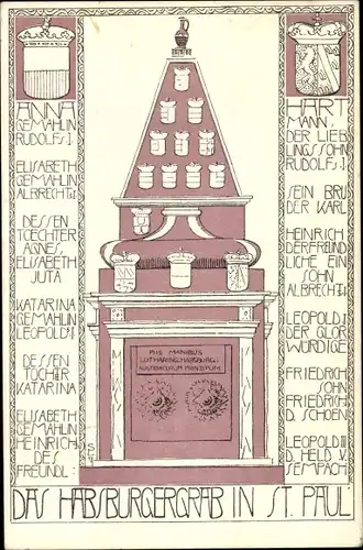 Künstler Ak St. Paul im Lavanttal in Kärnten, Habsburger Grab