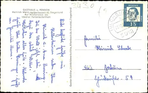 Ak Helberhausen Hilchenbach Nordrhein Westfalen, Gasthaus, Bes. Heinrich Menn, Georgs Kaffee