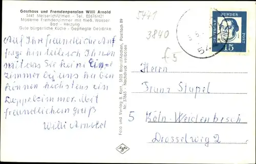 Ak Meiserich Ulmen Eifel, Gasthaus, Bes. Willi Arnold, Innenansichten