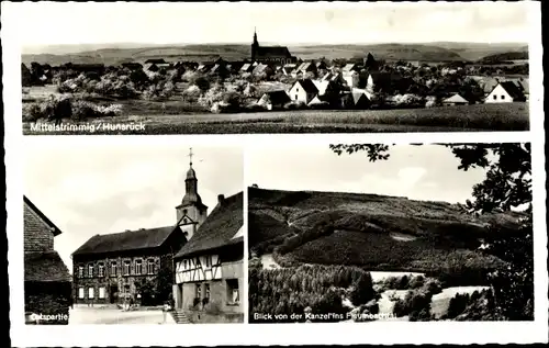 Ak Mittelstrimmig Rheinland Pfalz, Blick von der Kanzel ins Flaumbachtal, Ortspartie, Kirche