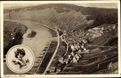 Ak Ürzig an der Mosel, Ortschaft mit Landschaftsblick, Weingüter