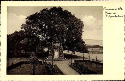 Ak Emmerich am Niederrhein, Kriegerdenkmal, Gartenanlagen 