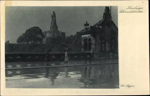 Ak Hamburg St. Pauli, Kersten Miles Brücke, Regentag