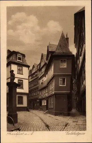 Ak Frankfurt am Main, Goldhutgasse, Wohnhäuser, Denkmal