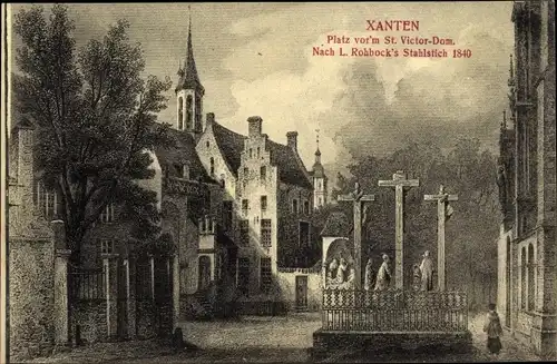 Künstler Ak Xanten, Platz vor dem St. Victoria Dom 