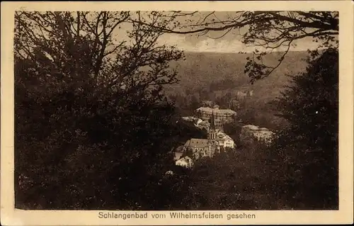 Ak Schlangenbad im Taunus Hessen, Blick vom Wilhelmsfelsen, Kirche