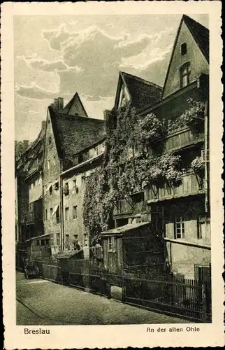 Ak Wrocław Breslau Schlesien, An der alten Ohle, Wohnhäuser