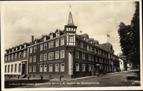 Ak Königsfeld im Schwarzwald, Gasthof der Brüdergemeine, Straßenansicht