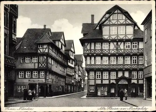 Ak Hann. Münden in Niedersachsen, Alte Häuser am Marktplatz