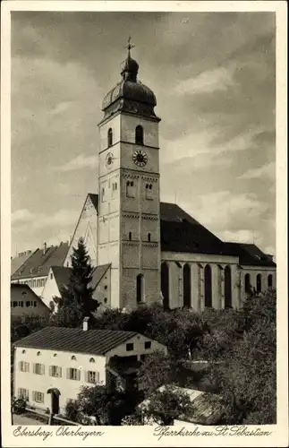 Ak Ebersberg in Oberbayern, Pfarrkirche zu St. Sebastian 