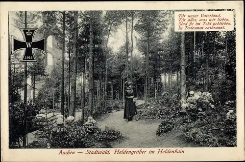 Ak Aachen in Nordrhein Westfalen, Stadtwald, Heldengräber im Heldenhain