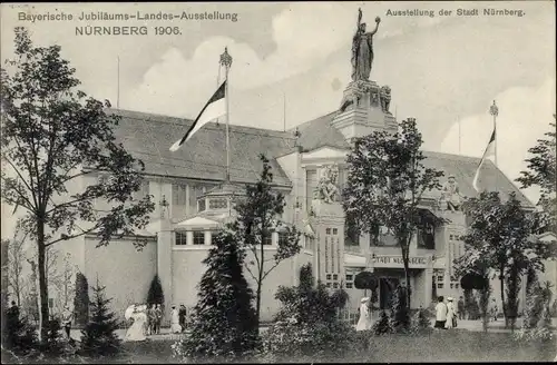 Ak Nürnberg in Mittelfranken Bayern, Bayer. Jubiläums-Landes-Ausstellung, Gebäude der Stadt Nürnberg