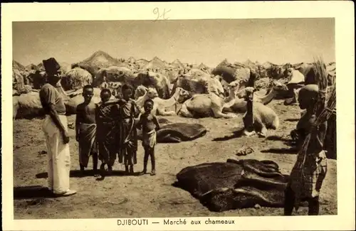 Ak Djibouti Dschibuti, Marché aux chameaux, Kamele 