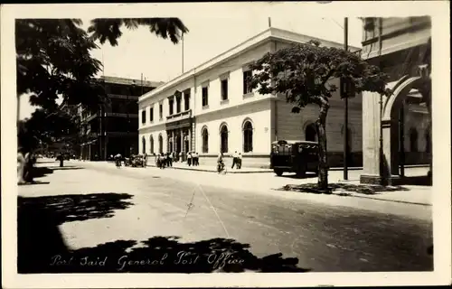 Foto Ak Port Said Ägypten, General Post Office, Postamt, Straßenansicht