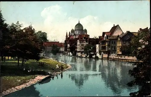 Ak Nürnberg in Franken, Synagoge, schöne Detailansicht