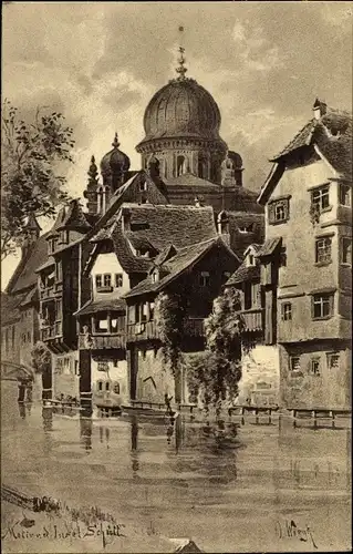Ak Nürnberg in Franken, Synagoge, schöne Detailansicht