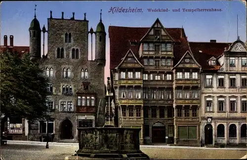 Ak Hildesheim in Niedersachsen, Wedekind- und Tempelherrenhaus
