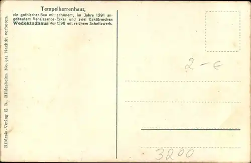 Ak Hildesheim in Niedersachsen, Wedekind- und Tempelherrenhaus