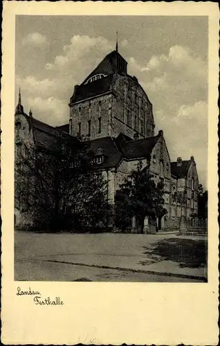 Ak Landau in der Pfalz, Seitenblick auf die Festhalle