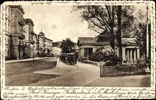 Ak Bad Kissingen Unterfranken Bayern, Kurhausstraße mit Maxbrunnen