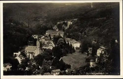 Ak Schlangenbad im Taunus Hessen, Blick auf den Ort aus der Vogelschau