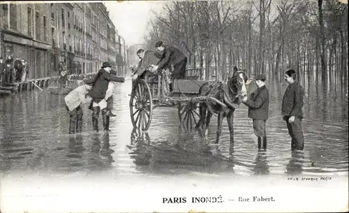 Ak Paris, Inondation, Rue Fabert