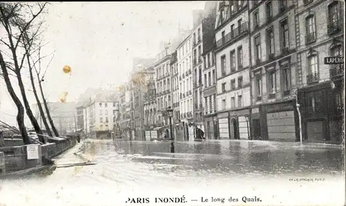 Ak Paris, Inondation, Le long des Quais