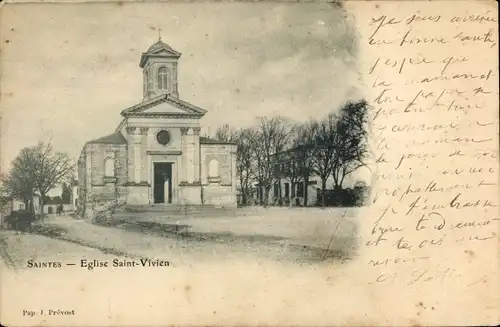 Ak Saintes Charente Maritime, Église Saint Vivien