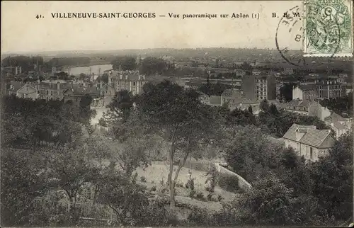 Ak Villeneuve Saint Georges Val de Marne, Vue panoramique sur Ablon