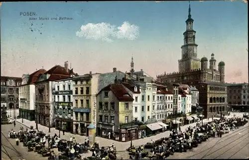 Ak Poznań Posen, Alter Markt und Rathaus