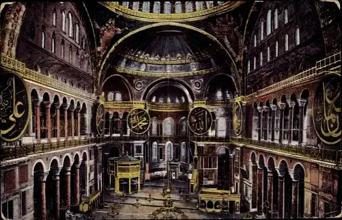 Ak Konstantinopel Istanbul Türkei, Hagia Sophia, Innenansicht, Namensschilder 