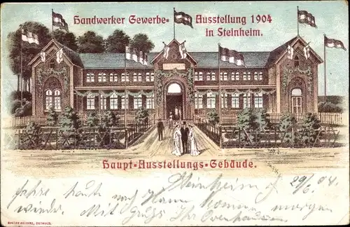 Künstler Ak Steinheim im Weserbergland, Handwerke Gewerbeausstellung 1904, Hauptausstellungsgebäude