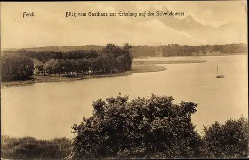 Ak Ferch Schwielowsee, Blick vom Gasthaus zur Erholung, Inh. C. Schmidt, auf den Schwielowsee