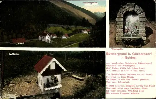 Ak Sokołowsko Görbersdorf Schlesien, Büttnergrund, Waldmühle