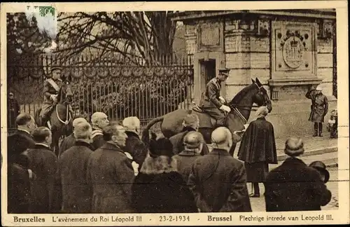 Ak Bruxelles Brüssel, L'avenement du Roi Leopold III 1934, Plechtige intrede