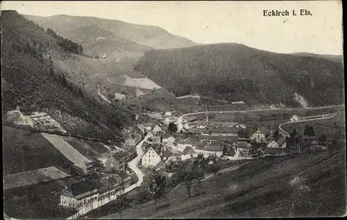 Ak Eckkirch Sainte Marie aux Mines Markirch Elsass Haut Rhin, Talblick auf den Ort, Panorama