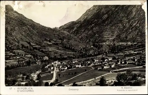 Ak Encamp Andorra, Panorama vom Ort