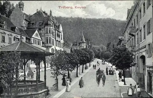 Ak Triberg im Schwarzwald, Teilansicht, Blick auf den Triberg, Kurplatz, Pavillon