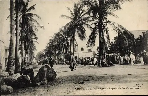 Ak Saint Louis Senegal, Afrique occidentale francaise, Repos de la Caravane