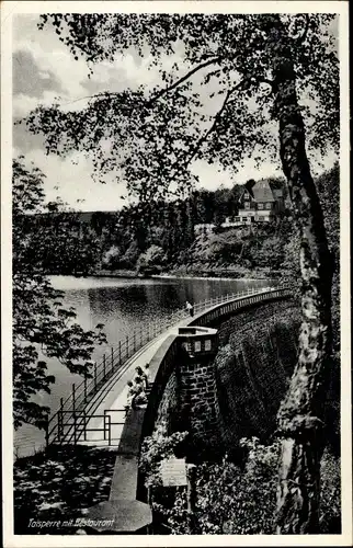 Ak Ennepetal Kluterthöhle, Talsperre mit Restaurant Zur Heilenbecker Talsperre, Inh. Karl Burgmann