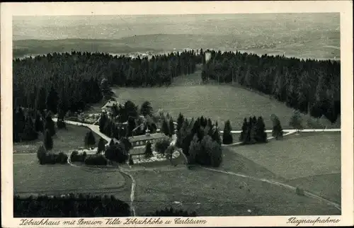 Ak Auerbach im Vogtland Sachsen, Fliegeraufnahme ,Zöbischhaus, Pension Villa Zöbischhöhe, Karlsrturm