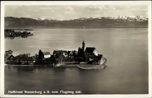 Ak Wasserburg am Bodensee Schwaben, Halbinsel, Fliegeraufnahme