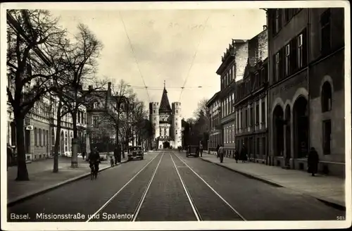 Ak Bâle Basel Stadt Schweiz, Missionsstraße und Spalentor