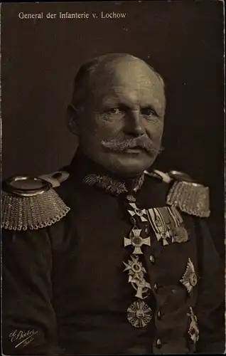 Ak General der Infanterie von Lochow, Portrait in Uniform, Orden