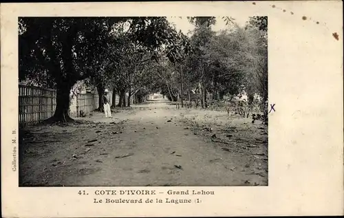 Ak Grand Lahou Cote d'Ivoire Elfenbeinküste, Le Boulevard de la Lagune