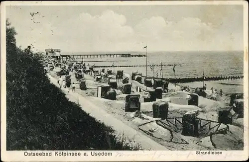 Ak Kölpinsee Loddin auf Usedom, Strandpartie