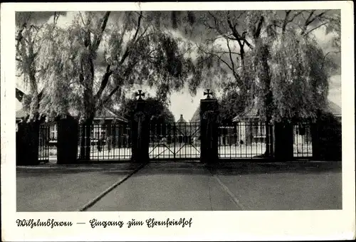 Ak Wilhelmshaven in Niedersachsen, Eingang zum Ehrenfriedhof