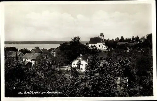 Ak Breitbrunn Herrsching am Ammersee in Oberbayern, Teilansicht der Ortschaft, Kirche, Zieher