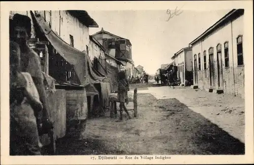 Ak Djibouti Dschibuti, Rue du Village Indigène